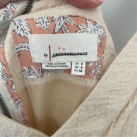 Anthropologie Aren Halterneck Jumpsuit Cream Size 2 Crossover - Picture 7 of 12